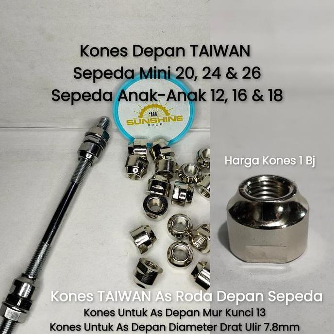 Ready Kones As Kecil Untuk Hub Roda Depan Sepeda Anak BMX Sepeda Mini Dewasa Mur Kunci 13