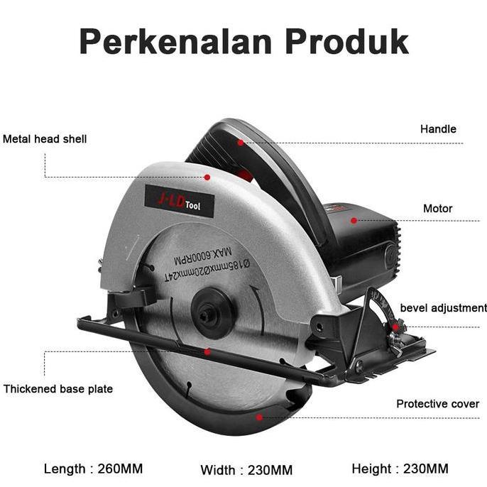 Jld Mesin Gergaji Circular Saw 7 Inch Jd1857 900W Sircular Saw J1857 Mesin Potong Pemotong Keramik M