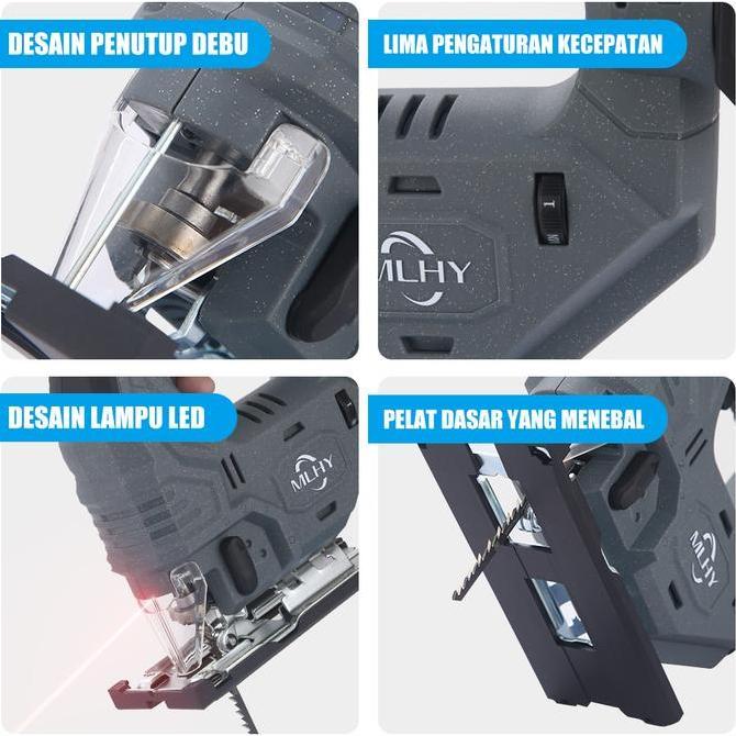 Mlhy Mesin Gergaji Jigsaw Cordless Kayu Electric Jigsaw Brushless Motor Variable Speed Cordless Keku