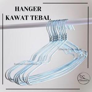 1 LUSIN Hanger Kawat Baju Besi Tebal / Gantungan Baju Besi Hanger Kawat Baju Dewasa  - LS