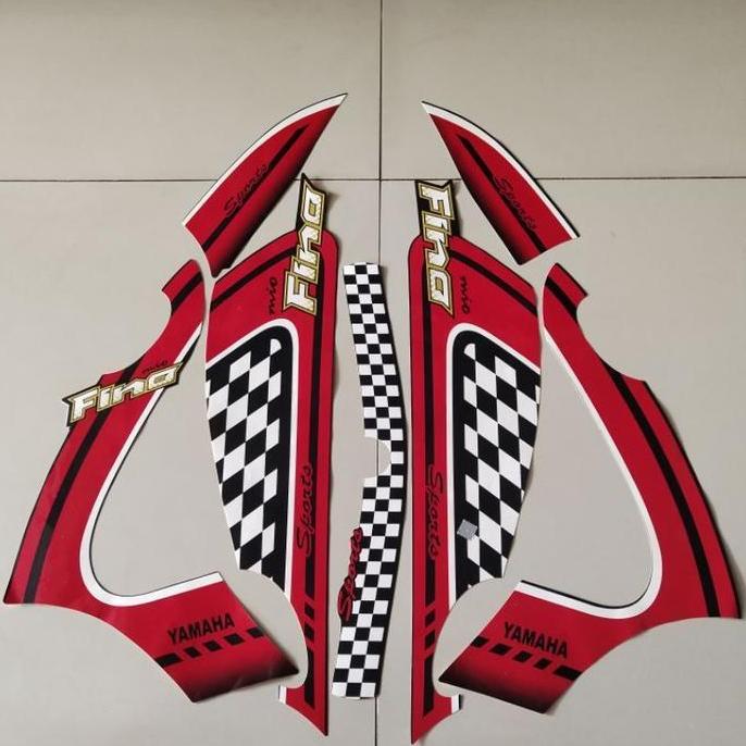 Stiker Striping motor Yamaha Fino karbu 2012 hitam merah original