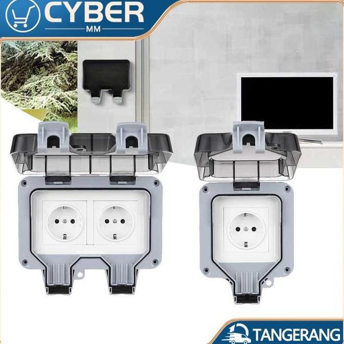 CHONELIO Stop Kontak Outdoor Waterproof EU Stop Kontak Anti Air Anti Hujan IP66