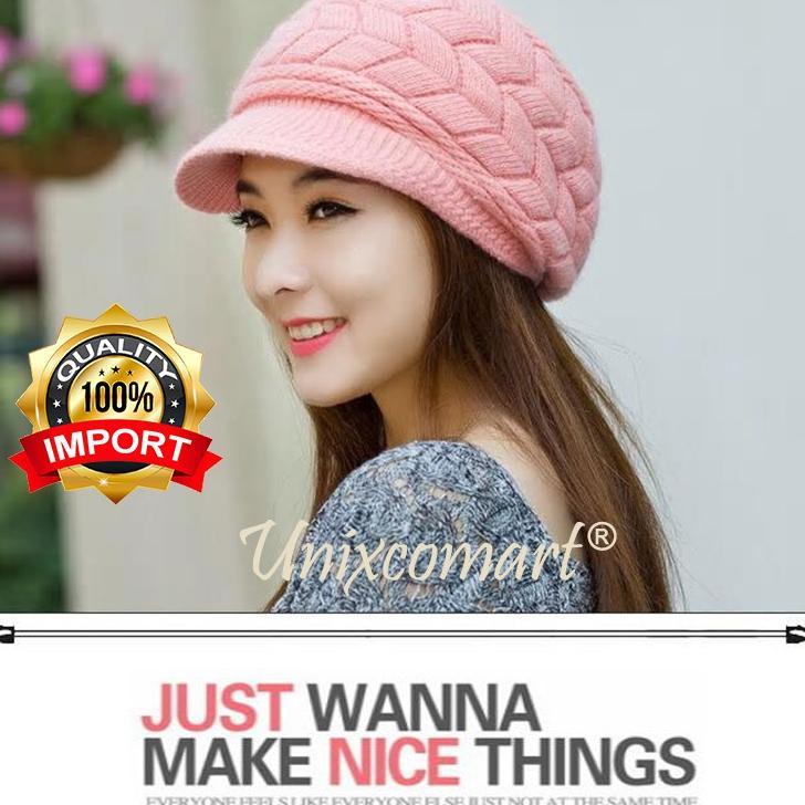 Topi Baret Rajut Dewasa Knitted Hat Casual Korea Fashion Beret Newsboy
