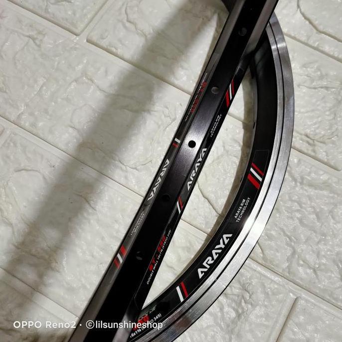 Rims Velg 16 Plus 16x1 3/8 ARAYA BT550 Lubang 28H ETRTO 349 Double Wall Brake Line Black CNC Sepeda 