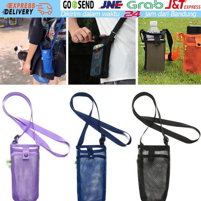 NUMAQUEEN Tas Selempang Tas Botol Air Minum Jaring Kantung Botol Minum Portabel