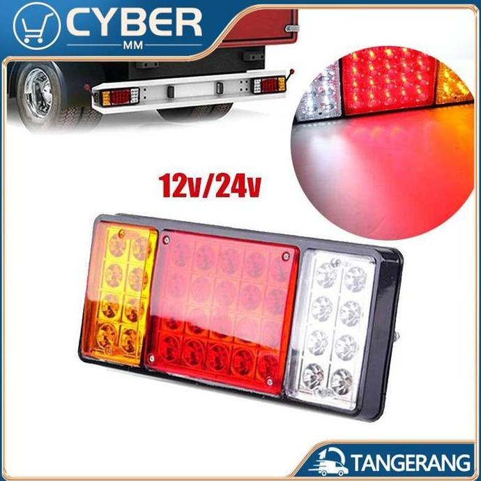 CHONELIO 2PCS Stop Lamp Truk 24 Volt 12 Volt LED Tahan Lama Lampu Belakang Truk