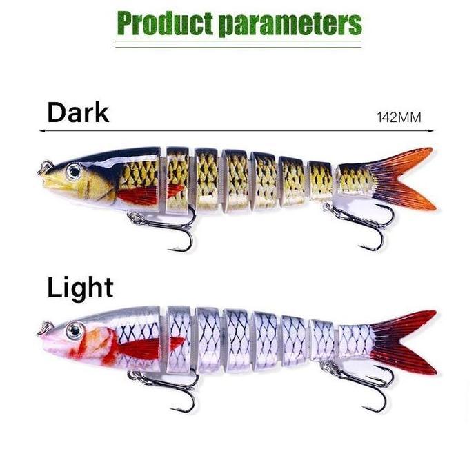 EXQWISITE Umpan Casting 3D Wader Jointed Swimbait Fishing Lure 8-Ruas 13,7cm 27gr / Jointed Segmente