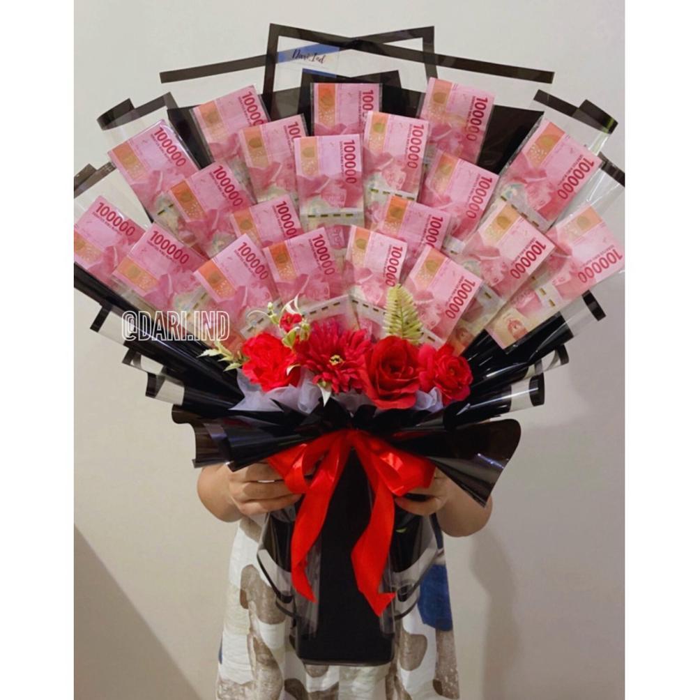 Diskon Buket Uang Asli 20 Lembar / Money Bouquet / Buket Uang / Kado Anniversary / Kado Ulang Tahun 