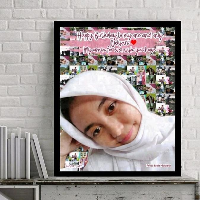 MOZAIK FRAME 20x25 CM ( Termasuk cetak + Bingkai ) kolase foto kado engagement kado tunangan  kado n