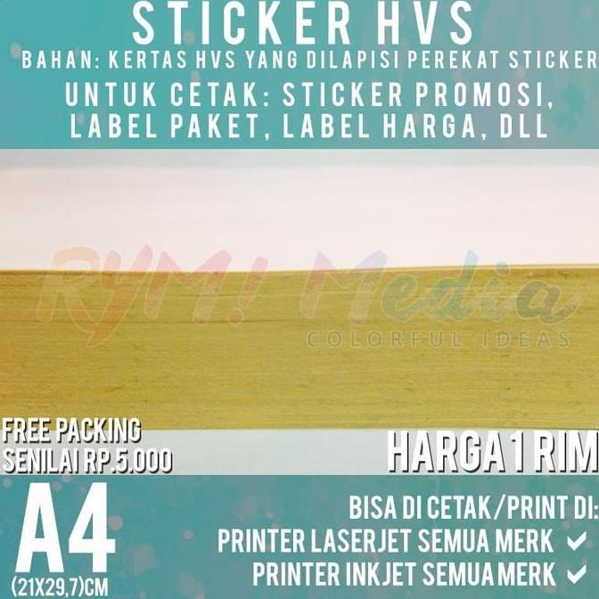 Lansungkirim- Kertas Sticker Hvs A4 (1 Rim/500 Lembar)