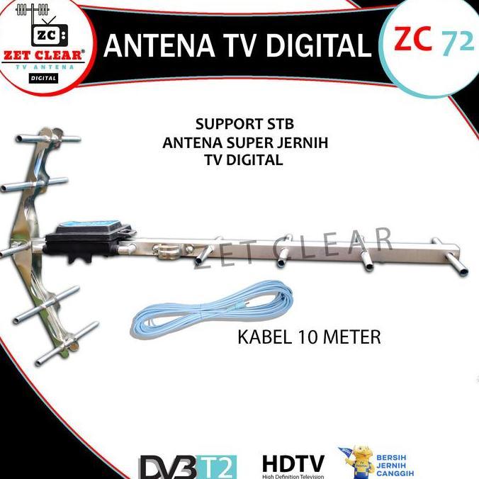 Antena Tv Digital Outdoor Murah Zet Clear 72 Untuk Stb Dan Tv Digital + Kabel Terlaris