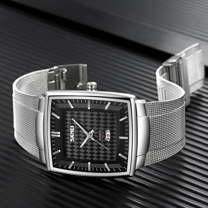 Cloknlok- Jam Tangan Pria Analog Tali Stainless Steel Bercahaya Skmei 9311