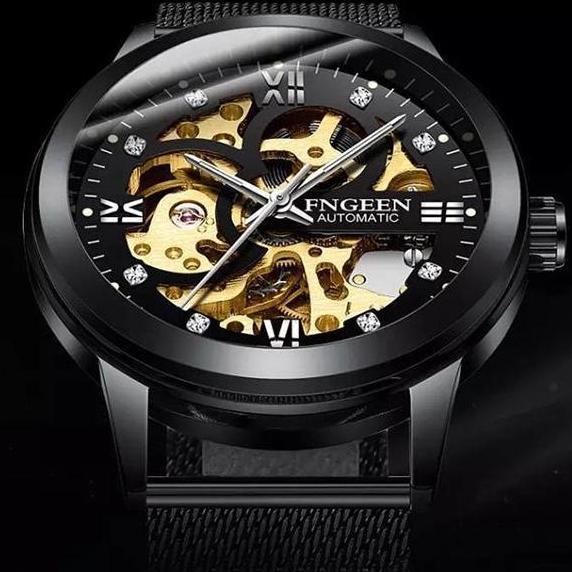 Cloknlok- Fngeen 6018 Otomatis Jam Tangan Pria Anti Air Luxury Stainless Steel Original Mekanis Wate
