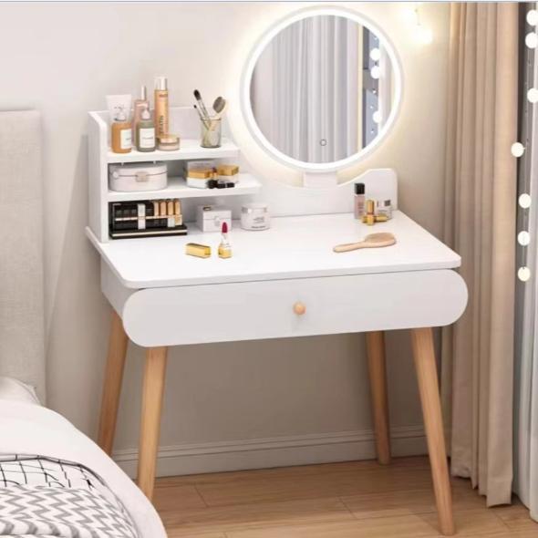 Meja Rias Lampu Led Meja Rias Rak Kosmetik Meja Rias Aesthetic Mini Modern Meja Kosmetik