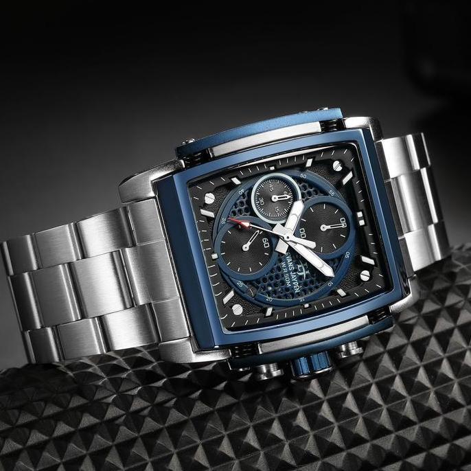 Cloknlok- Jam Tangan Pria Evans Jayden 9619 Rantai Stainless Steel Chronograph Kaca Sapphire Water R