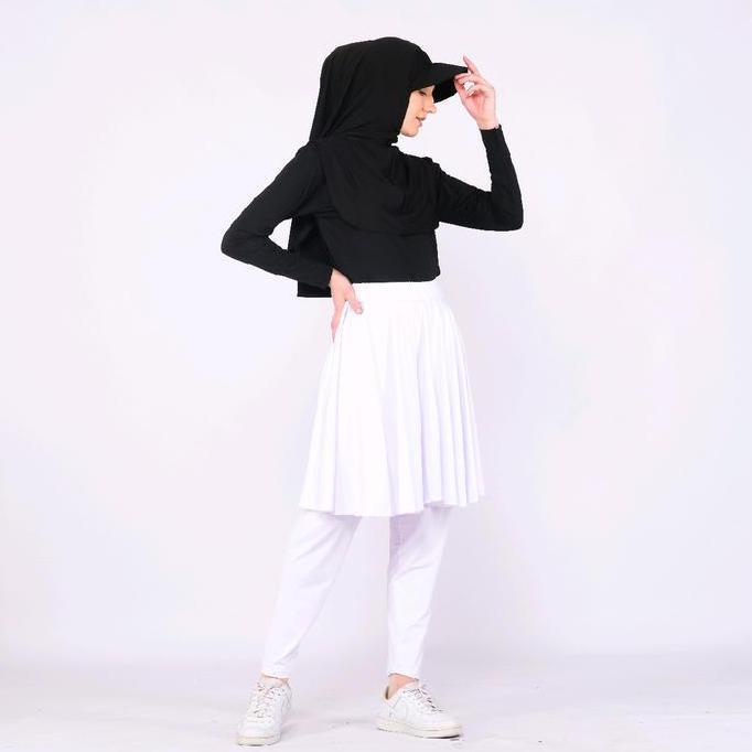 Chiusura- Paket Bundle Setelan Sport Hijab Topi Manset Dan Leging Rok Muslim Wanita
