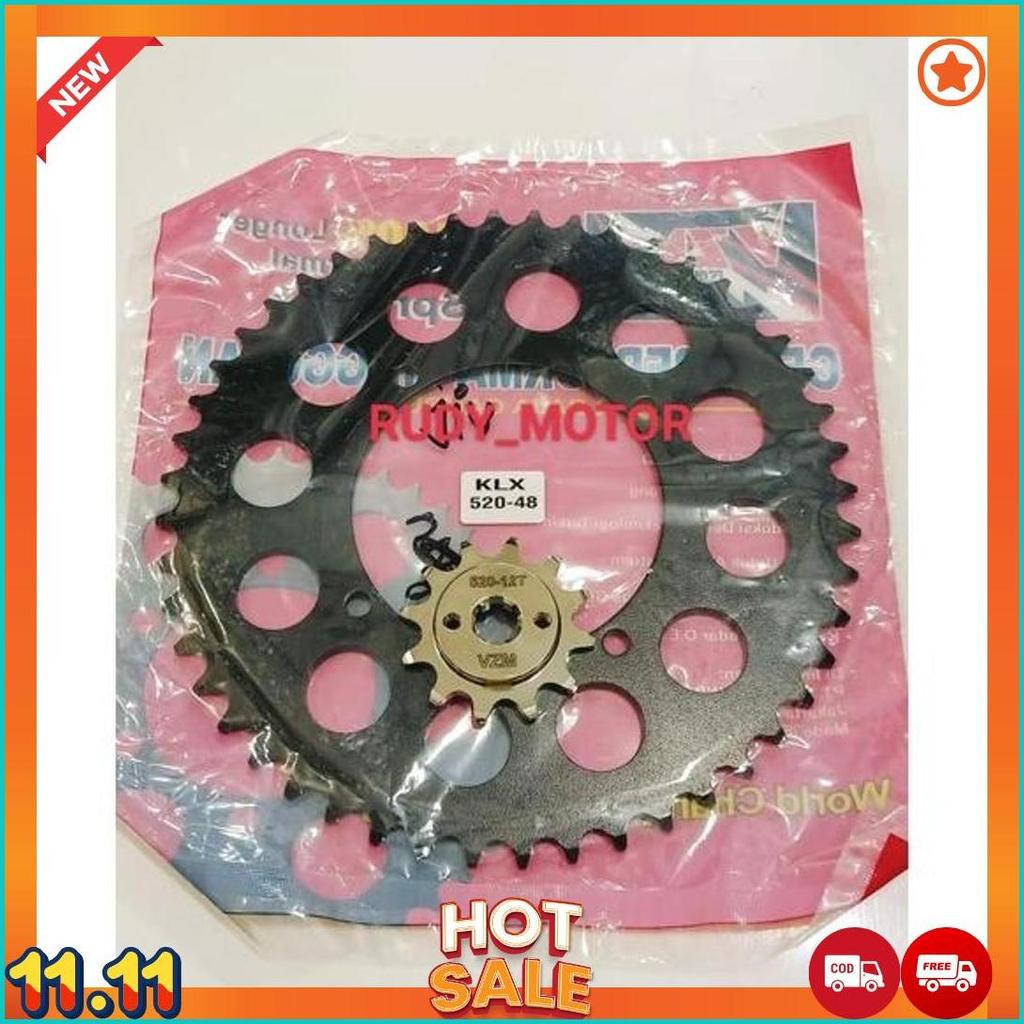 GIR GEAR DEPAN BELAKANG KLX150 KLX 150 BF DT S L 520 48 11 12 13 520 48 VZM GIR DEPAN BISA PILIH UKU
