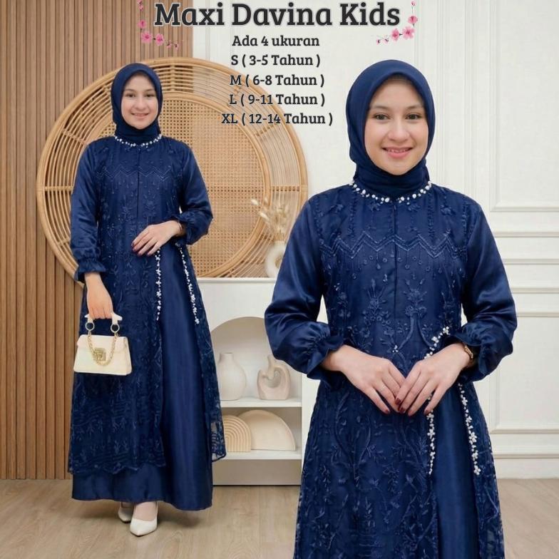 Favorit Gamis Anak Perempuan Model Terbaru Remaja Tanggung Lengan Panjang Maxi Davina Kids 3-14 Tahu
