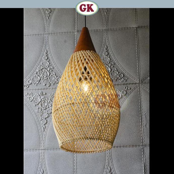 Ready Kap Lampu Gantung Rotan KUBAH 14 - Dekorasi Lampu Kayu
