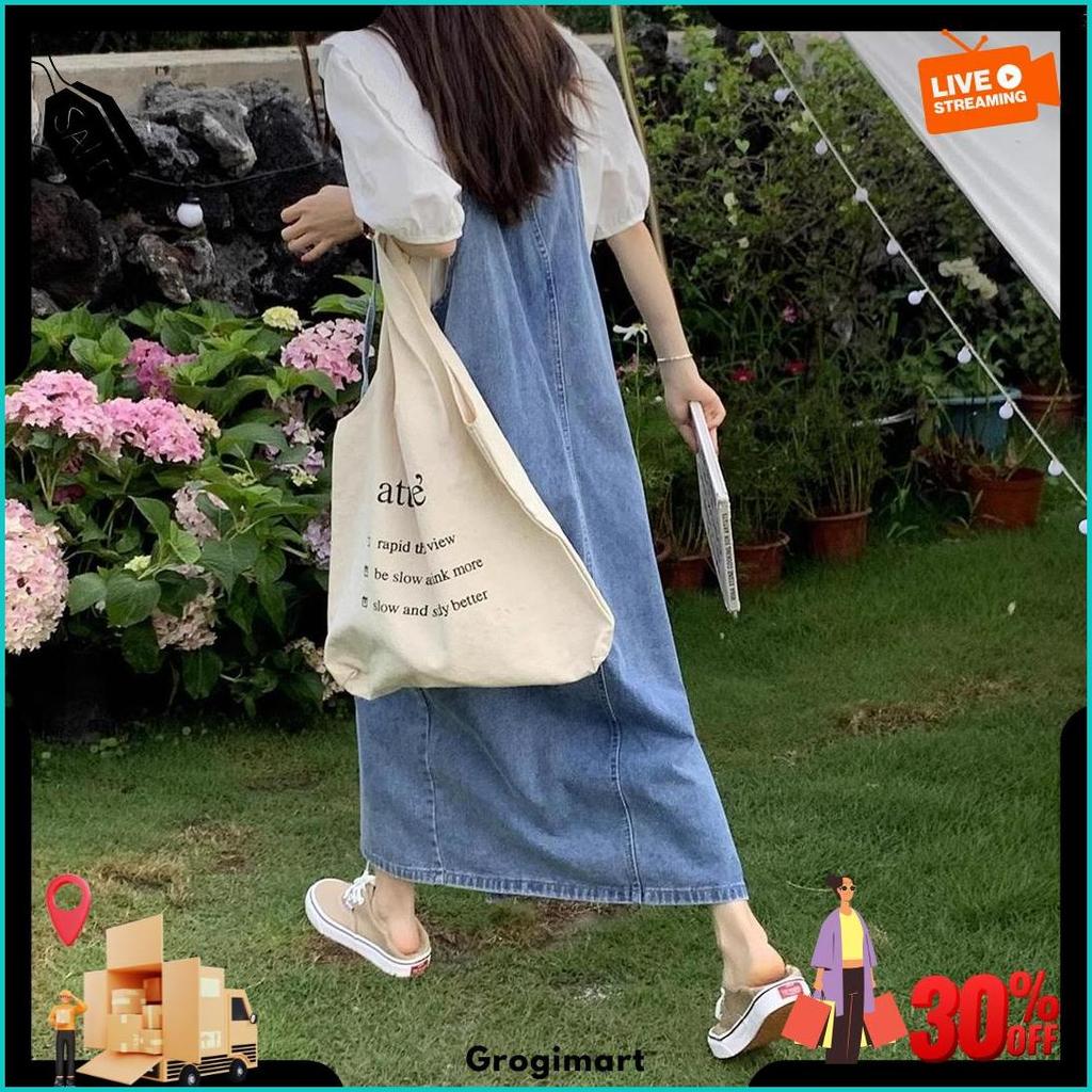 Overall Rok Jeans Panjang Modern Wanita Rok Denim Big Size Rok Fashion Cewek Overall Maxi Dress Jean