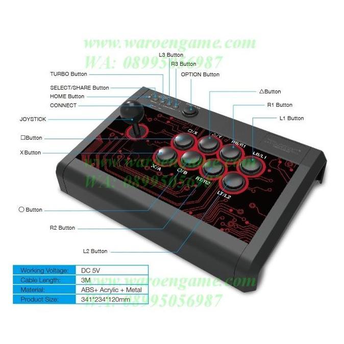 DOBE 6 In 1 Arcade Fighting Stick PS4 / PS3 / XboxONE S / Xbox360 / PC