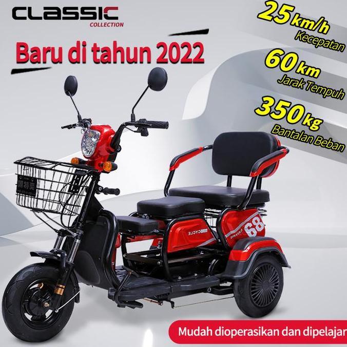 TERLARIS!! SEPEDA MOTOR RODA 3 / SEPEDA RODA TA LISTRIK / SKUTER UNTUK LANSIA