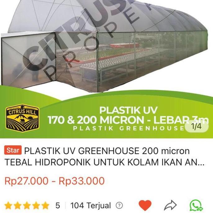 Plastik UV Green House 200 micron dan 170 micron - Lebar 3 Meter
