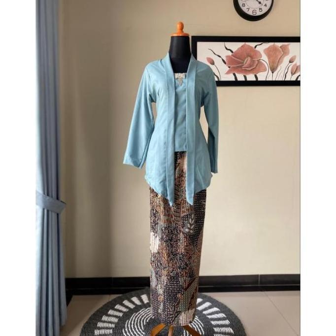 Promo / One Set Baju Dewasa Kebaya Kutubaru Katun Premium Kancing //Set Kebaya Modern Kutubaru Rok M