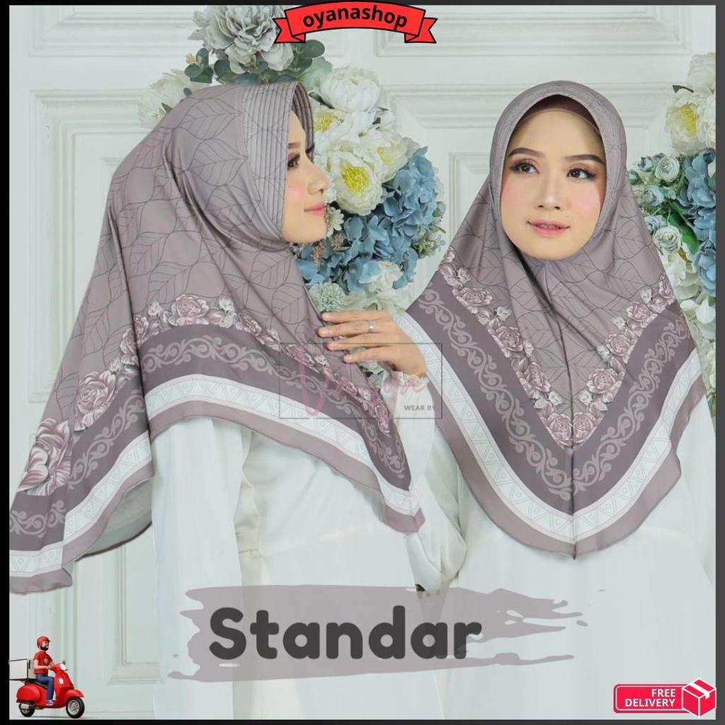 Jilbab Instan Daily Hijab Bergo Motif Printing Jumbo & Standar Stok Aman
