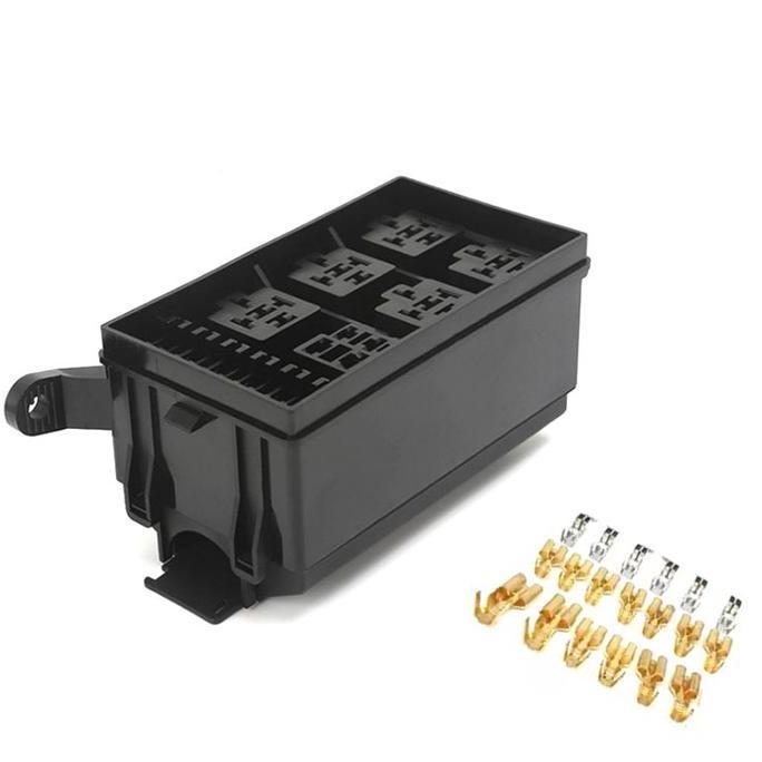 Dc 12V Car Marine 6-Way Relay / 6 Slot Blade Fuse Holder Box Block / Mobil Relay 6 Way Terbatas