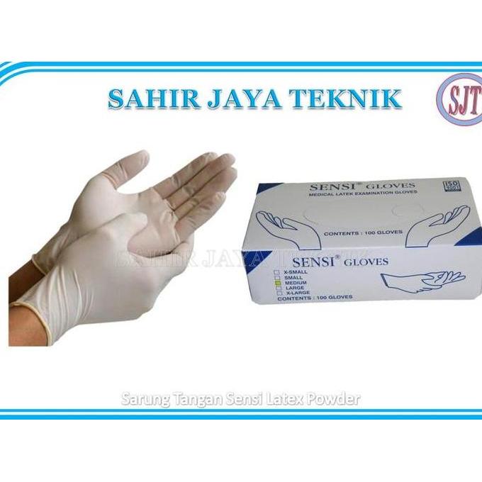 Sensi Glove Latex Sarung Tangan Medis,Dokter,Sarung Tangan Karet 1 Box Isi 100 Pcs