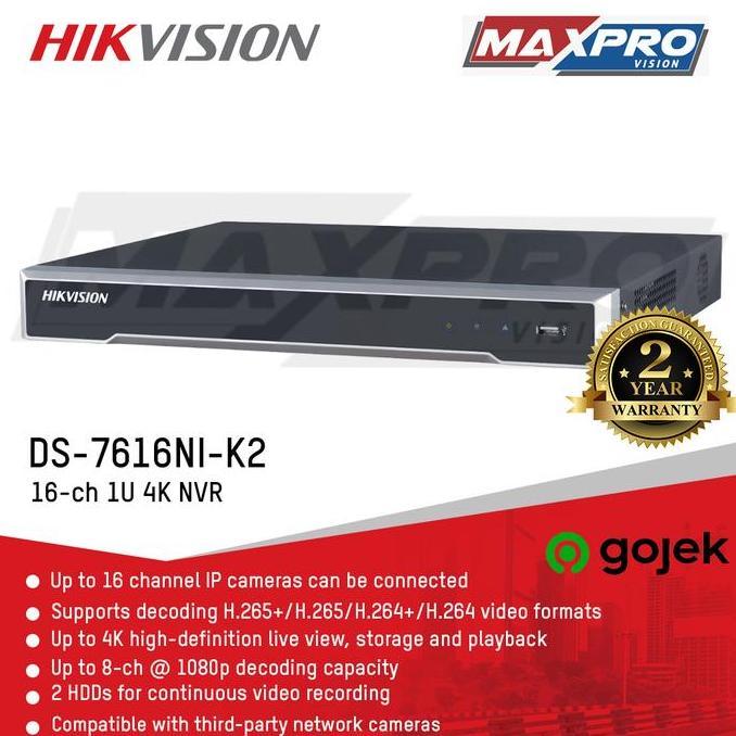 DS-7616NI-K2 HIKVISION NVR 16CH 2 SLOT HDD
