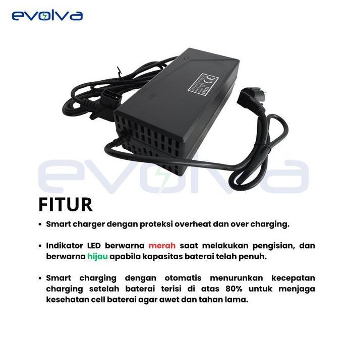 TERLARIS!! EVOLVA - PENGISI DAYA / CHARGER BATERAI LITHIUM (60V/5A 20AH) VOLTA MOTOR LISTRIK