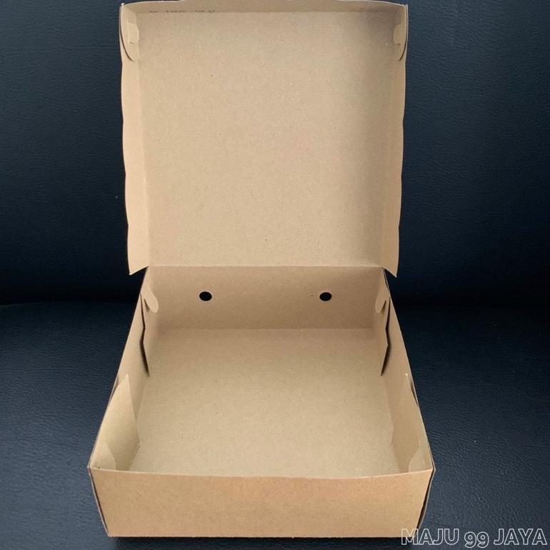 new dus kue / kotak makan nasi r8 18cm x 18cm x 7cm kraft cokelat (ketebalan 330gram) finishing warn