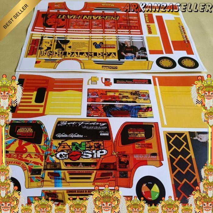 Lembaran Pola Stiker Miniatur Truk Oleng Ukuran 48Cm