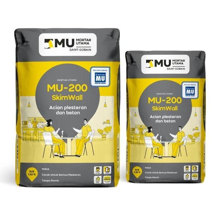 Semen Mu 200 Skim Coat Mortar Acian Pada Plesteran & Beton 20 Kg Mu200 Skimcoat