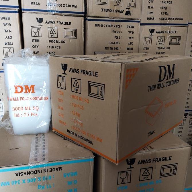TERBARU - THINWALL DM SQUARE 3000 ML SQ - 3000ML SQ PERSEGI - 150 SET