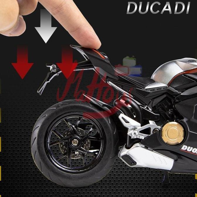 Modello- Diecast Huayi Ducati Panigale V4S 1/12 Alloy Model  Balap, Cocok Untuk Koleksi Atau Hadiah 