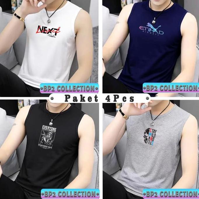 NEW SINGLET MOTIF 4 PCS 55K PRIA DISTRO / KAOS SINGLET PRIA DEWASA / BAJU KAOS SINGLET PRIA / SINGLE