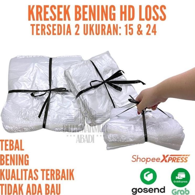 Kantong Plastik Kresek Hd Los Putih Bening Kiloan 15 24/1 Ikat / Kantong Plastik Kiloan/Kantong Kres