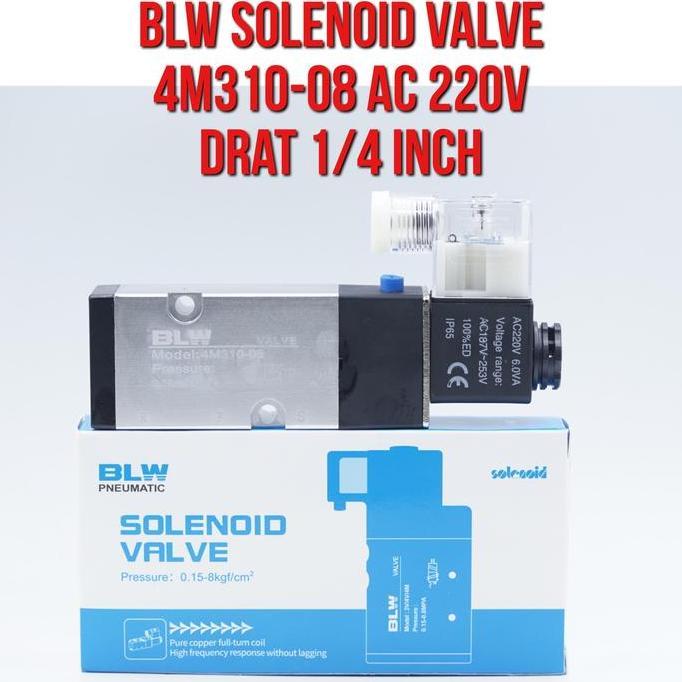 Blw Solenoid Valve Katup Solenoid 4M310-08 4M310 - 08 Ac 220V Drat 1/4" 1/4 Inch Ac220V Ac220 Direct