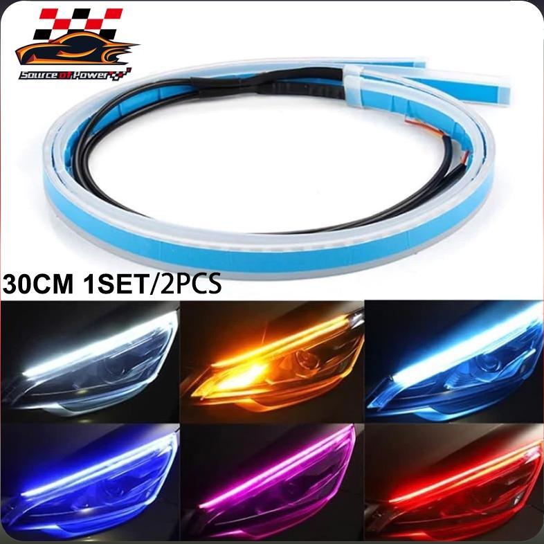 ZELVIERASSTORE 2PCS LAMPU ALIS LAMPU ALIS RUNNING 2 MODE LAMPU ALIS RUNNING 30CM LED LAMPU ALIS MOTO