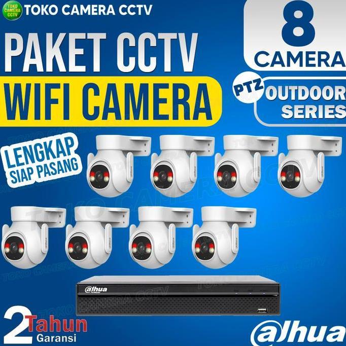 PAKET CCTV WIFI PTZ DAHUA OUTDOOR 8 CHANNEL 8 KAMERA
