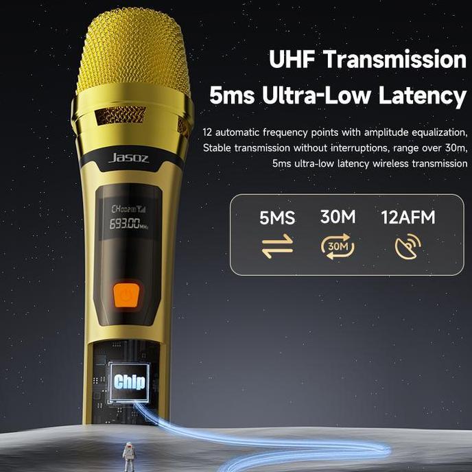 Omagoedang - Jasoz Wireless Dual Microphone Mic Bluetooth Karaoke Untuk Wireless Vlog Live Streaming