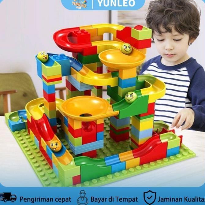 8GARASBEK - YUNLEOTOYS MARBLE RACE RUN 168PCS BULDING BLOCKS  PLASTIK  BALOK SUSUN TRACK SLIDE BALL 