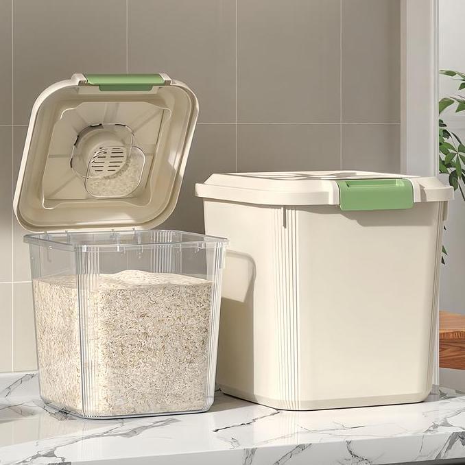 tempat beras 25kg model baru tempat beras aesthetic tempat beras 5 kg storage tempat beras kaca  tem