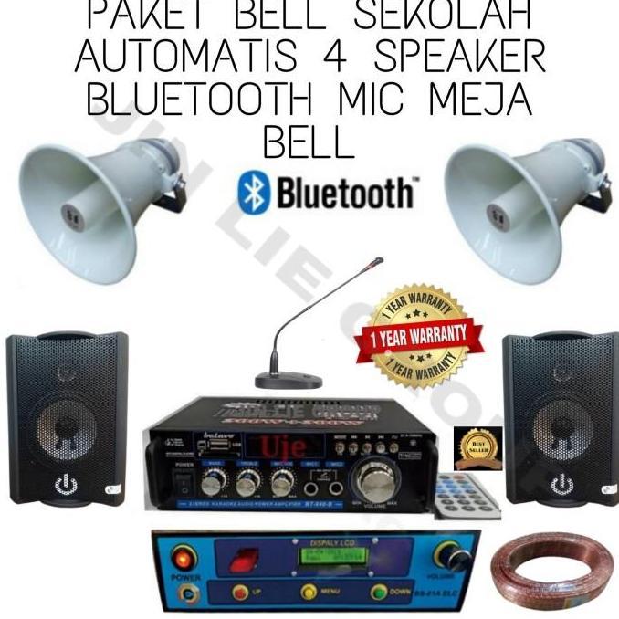 Grosir Paket Sound Sekolah Automatis 4 Speaker Plus Mic Podium Bell