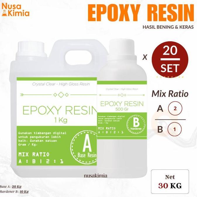 Epoxy Resin Bening 20 SET [Total 30 KG] - Hasil Bening dan Keras