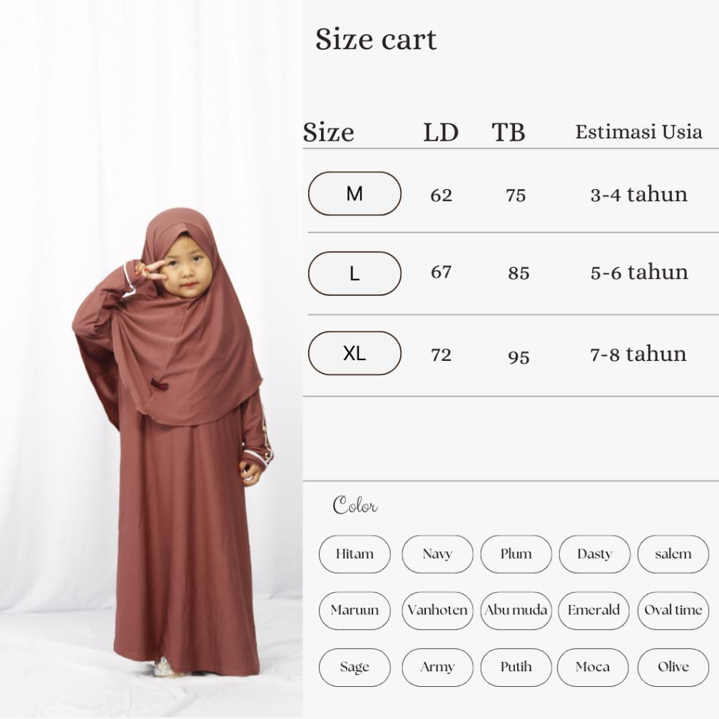 diskon set gamis anak marwah dengan jilbab ukuran m-l-xl - baju gamis muslim anak
