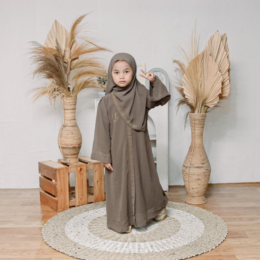 super deal littlemalika x majidah abaya dubai anak full size bahan ceruty set hijab dan cadar gamis 